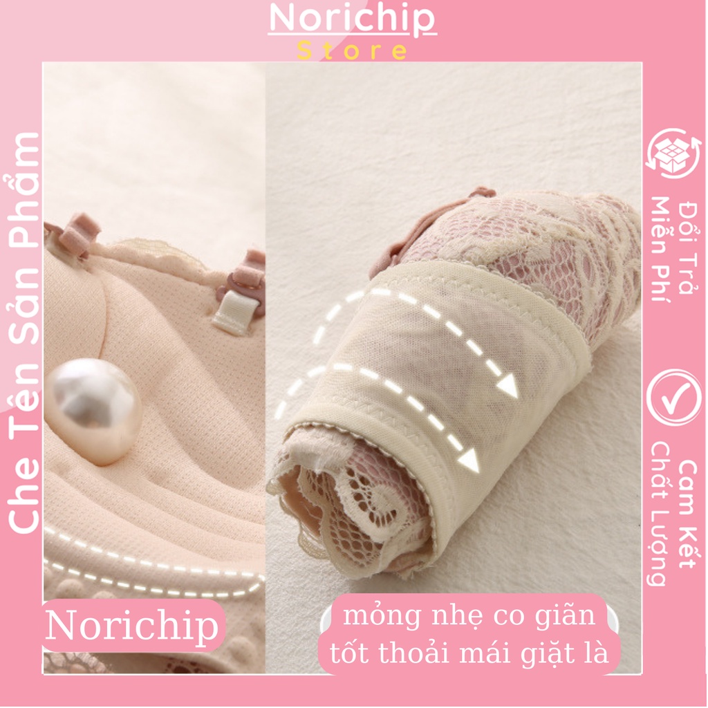 Áo ngực nữ không gọng phối ren hoa đệm bàn tay nâng ngực tạo form đẹp thông hơi thoáng khí NORICHIP.