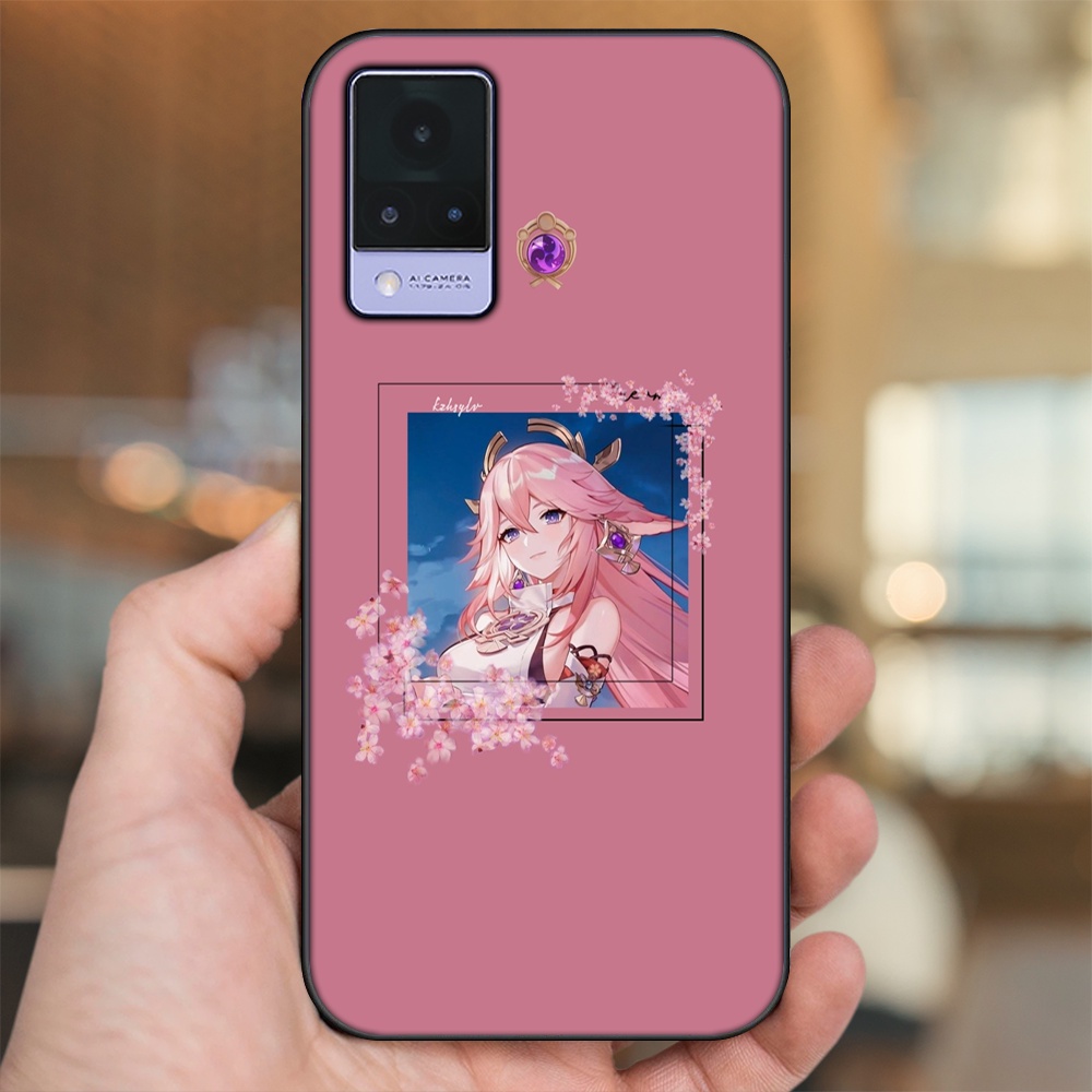 Ốp lưng Vivo V21 viền đen in hình Yae Miko Genshin Impact