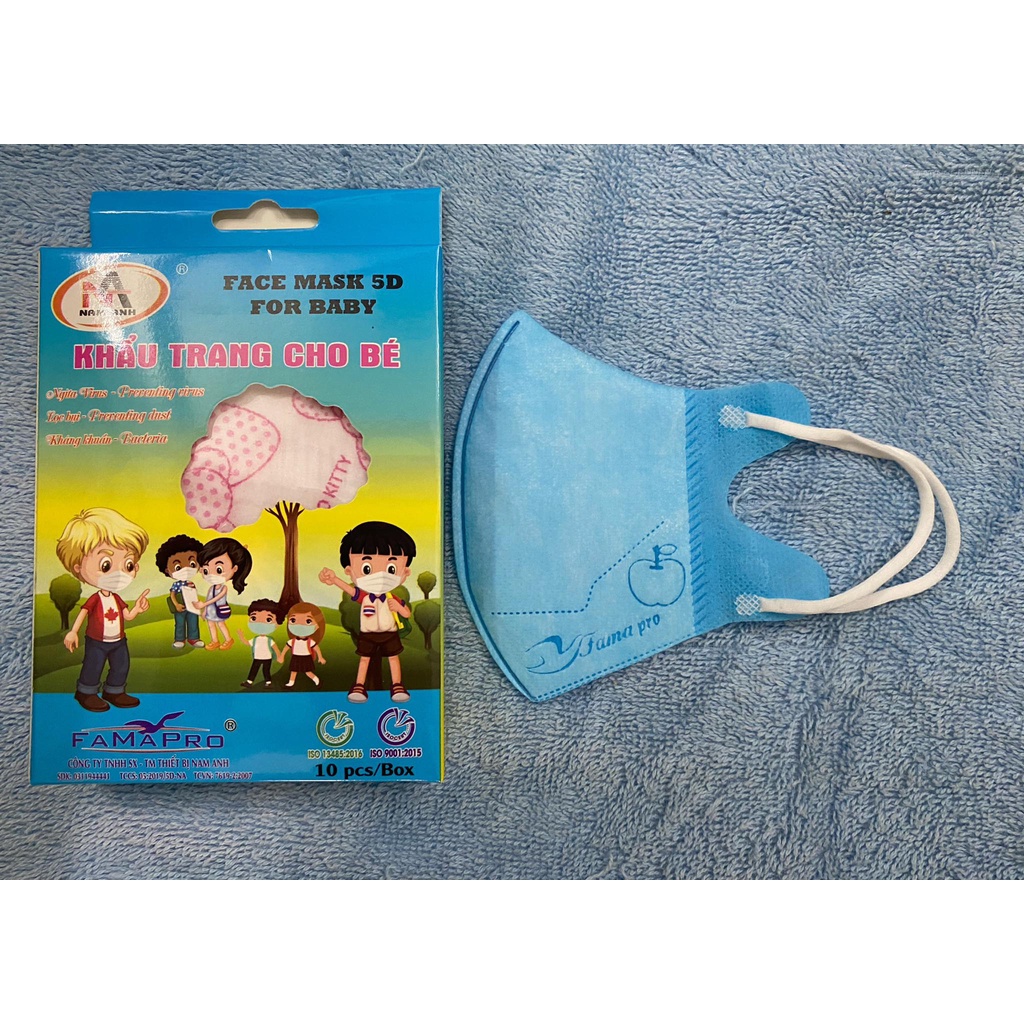 Khẩu trang cho bé,Khẩu trang baby cho bé thương hiệu famapro,quay đeo mềm, Hàng chất lượng tương đương farmacity.Famapro