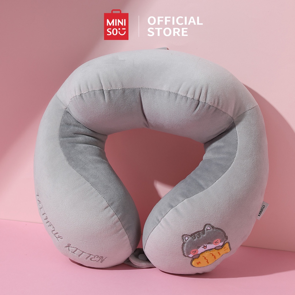 Gối kê cổ chữ U hình thú con Miniso chính hãng màu pastel mềm mại chống mỏi vai gáy