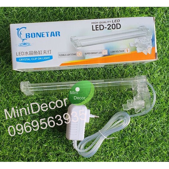 Đèn bể cá kẹp bể cá BONETAR, 2 màu trắng xanh, siêu bền, tiết kiệm điện