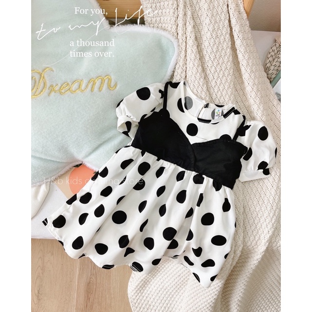 Váy chấm bi đũi lụa cho bé gái