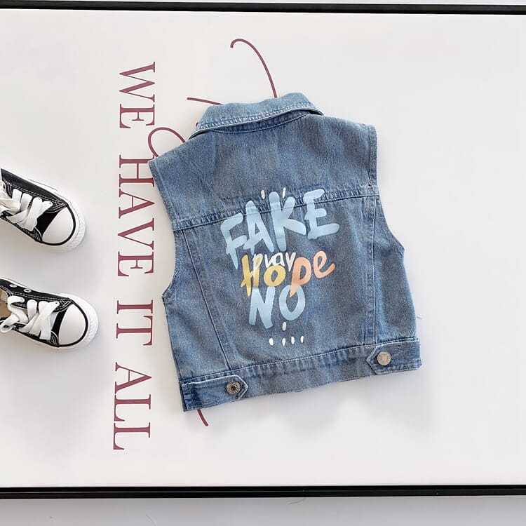 Áo Khoác Denim Không Tay Mềm Mại Thời Trang Mùa Xuân 2022 Dành Cho Bé Trai