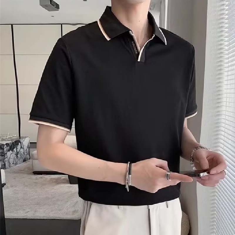 Áo Thun POLO Tay Ngắn Dáng Rộng In Chữ Cỡ Lớn M-3XL Phong Cách Hàn Quốc Thời Trang Cho Nam