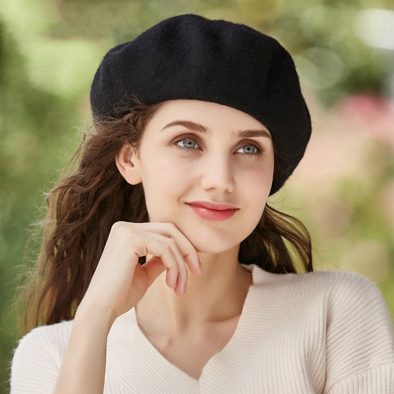 Mũ beret len thiết kế thời trang nữ thanh lịch