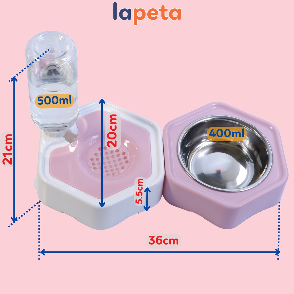 Bát ăn cho chó mèo, khay nước tự động lắp ghép thành bộ cho thú cưng kèm bình 500ml