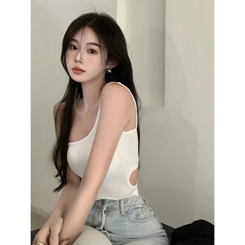 Wittygirls_shop | Áo Hai Dây Ôm Dáng Thiết Kế Lệch Tà Sành Điệu