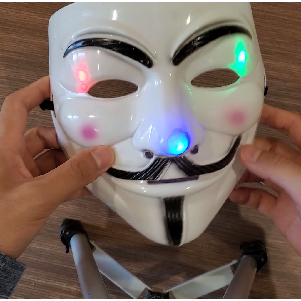 Mặt nạ Hacker mặt nạ Anonymous hóa trang Trắng bản đẹp có đèn hot trend 2022