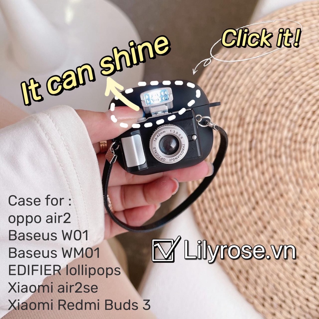 Ốp Điện Thoại Màu Đen Có Dây Đeo Cho oppo air2 Baseus WM02 Baseus WM01 EDIFIER Lolipops Xiaomi air2se Xiaomi Redmi Buds 3