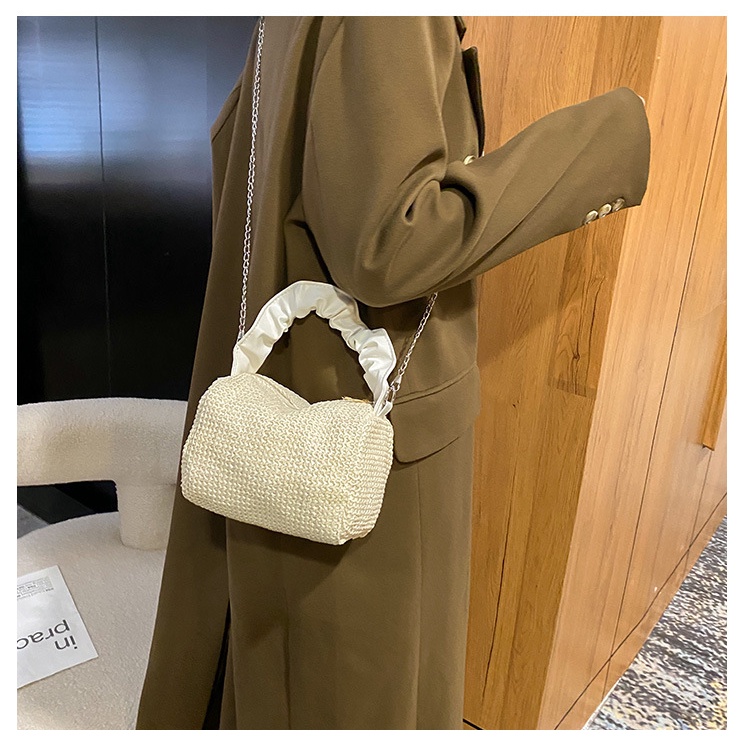 Túi Cói Dáng Hộp Vuông Quai Da Túi Cói Đi Biển L2086