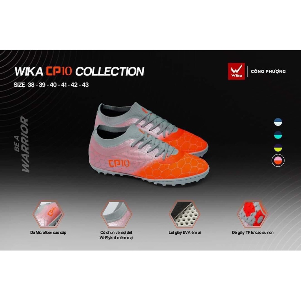 Giày Đá Bóng Wika CP10 Chính Hãng, Giày Đá Banh Sân Cỏ Nhân Tạo Công Phượng Tặng Tất Chống Trượt Cao Cấp