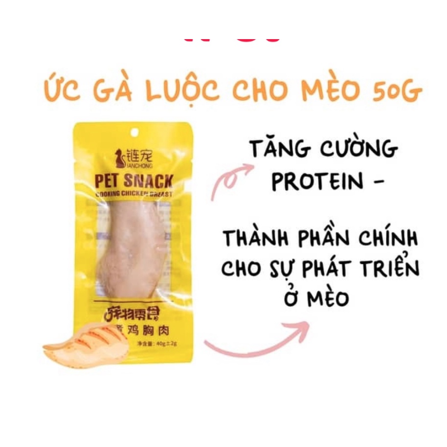 Ức gà hấp ăn liền cho chó mèo Pet Snack - túi 40gr | PETSMART OFFICIAL
