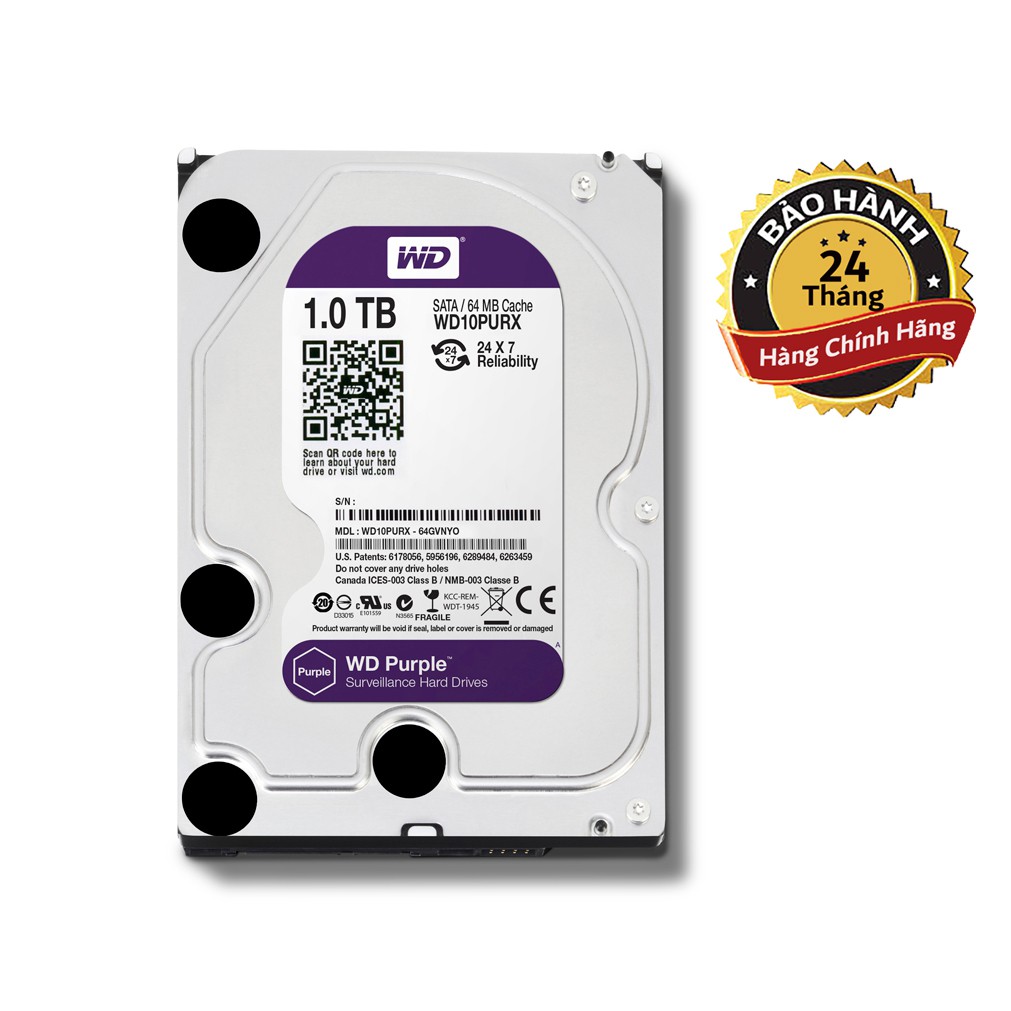 Ổ cứng Camera HDD 1TB Western Digital Tím Chính Hãng - BH 2 năm - 1 đổi 1