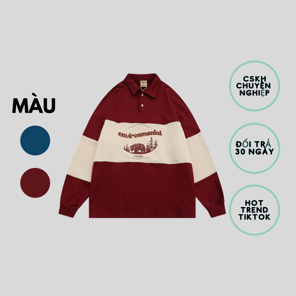 Áo Polo Dài Tay Cổ Điển PARIS ENVIRONMETAL Form Unisex Phù Hợp Nam & Nữ