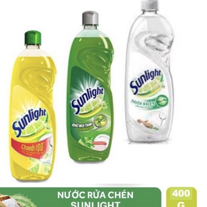 Chai nước rửa chén SUNLIGHT (400g) Trà xanh Matcha/Chanh/ Lô Hội