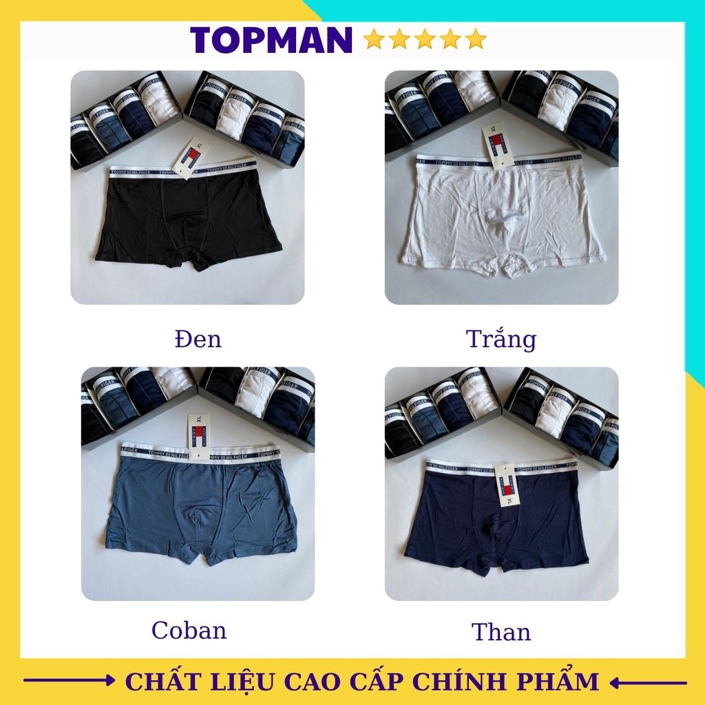 Combo 4 quần sịp đùi nam cotton kháng khuẩn, quần lót nam boxer sexy cao cấp | TOPMAN