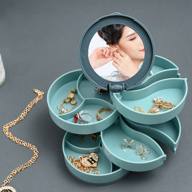 Hộp Đựng Trang Sức Nhiều Tầng Xoay 360 Độ Tiện Dụng