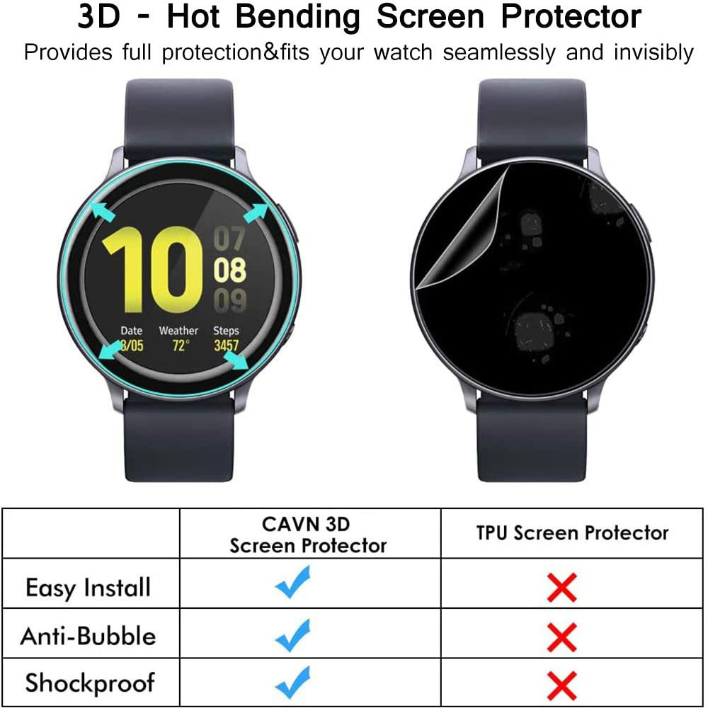 Kính Cường Lực Viền Cong 3d Bảo Vệ Màn Hình Cho Samsung Galaxy Watch Active 2 40mm 44mm Active2