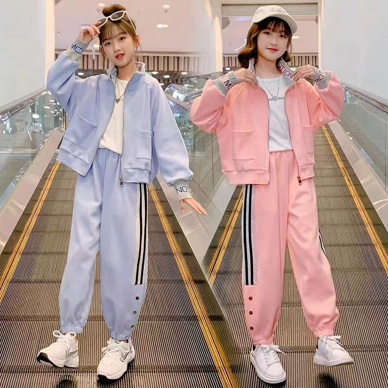 ❀Hàng giao ngay❀ quần áo trẻ em bộ đồ nữ 2022 phiên bản mới của Hàn Quốc bộ đồ hai mảnh thể thao mùa xuân và mùa thu giản dị