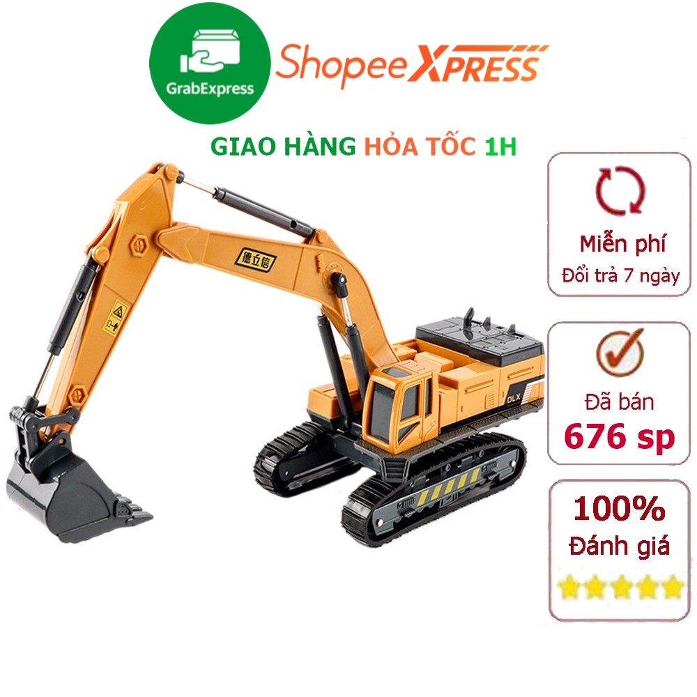 [Mã SKAMLS1810 giảm 15K đơn 50K] Mô hình xe đồ chơi, xe xúc chất liệu nhựa an toàn cho bé, tỷ lệ lớn