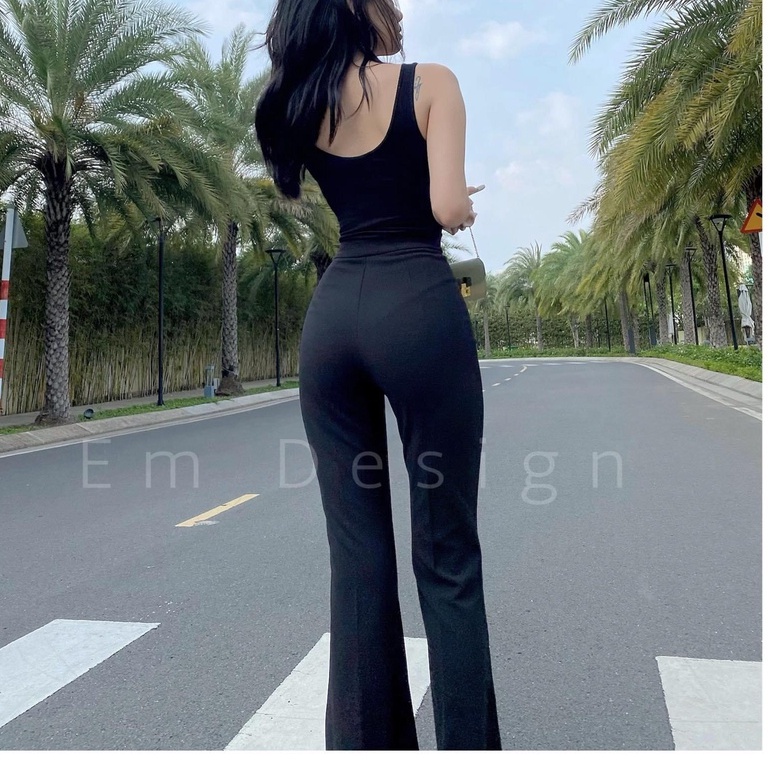 Quần ống loe nữ màu đen lưng cao co giãn siêu hách dáng, | BigBuy360 - bigbuy360.vn