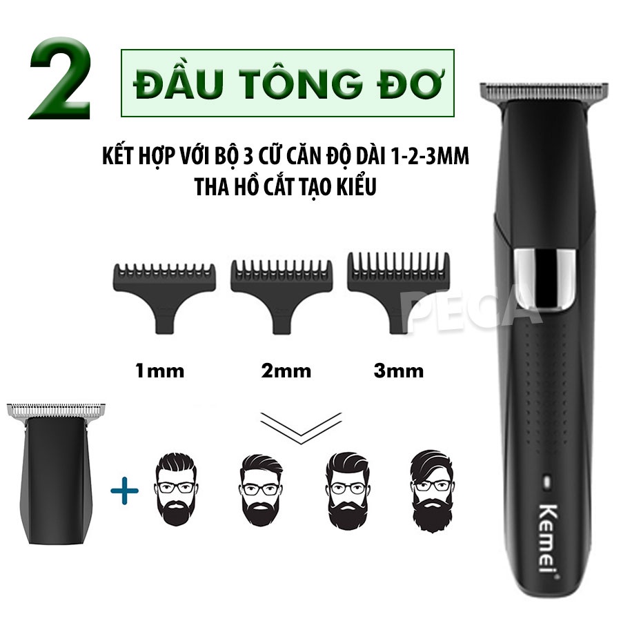 Tông đơ đa năng 4in1 KEMEI KM-5029 nhiều đầu thay thế chuyên dụng cắt tóc, cạo râu, cạo lông toàn thân, lông chân mày, t