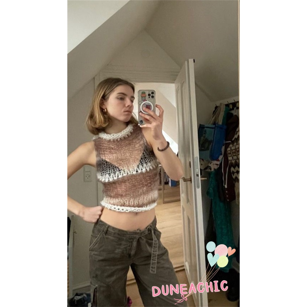 DUNEA Áo Tank Top Không Tay Màu Sắc Gradient Dành Cho Nữ