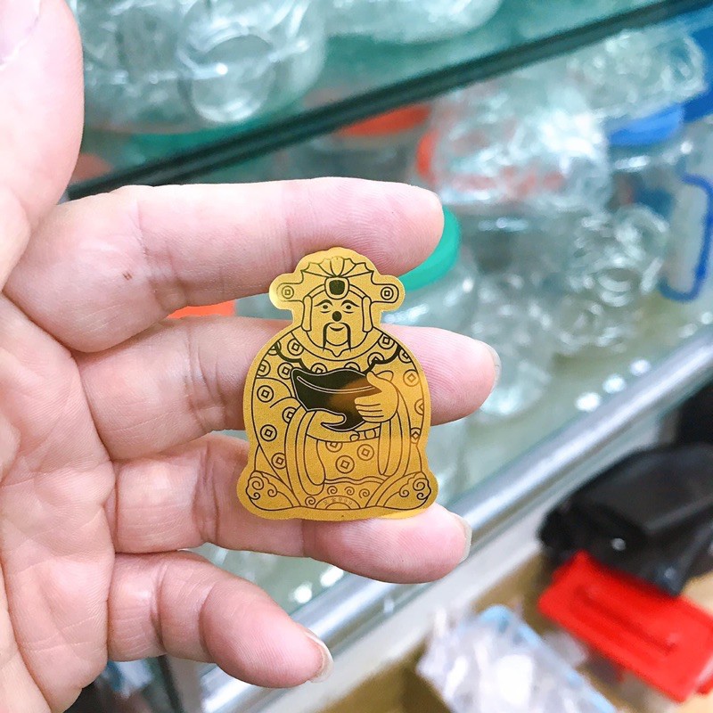 Ông thần tài mạ vàng ốp dán điện thoại,Miếng ốp dán điện thoại ông thần tài-Minh Tâm Jewelry
