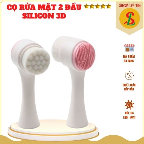 Cọ rửa mặt 2 đầu silicon 3D xuất Nhật làm sạch sâu loại bỏ bụi bẩn bã nhờn se khít lỗ chân lông hiệu quả Songliemshop