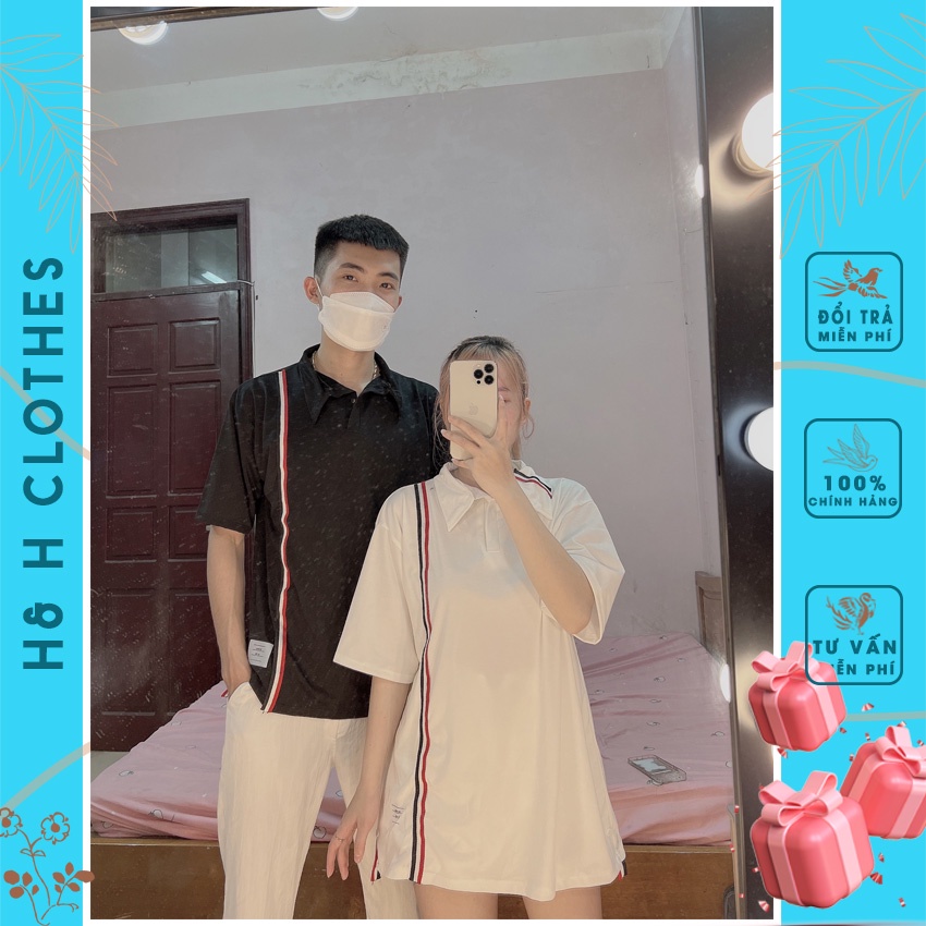 Áo Polo Thom Sọc Dọc-Sọc Cổ Thêu Unisex PSD1 Ảnh Thật Video
