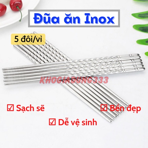 [SALE] Đũa ăn inox ♨️ Đũa inox ăn cơm cao cấp chống trượt chống mốc không gỉ chịu nhiệt dễ vệ sinh bền đẹp giá rẻ