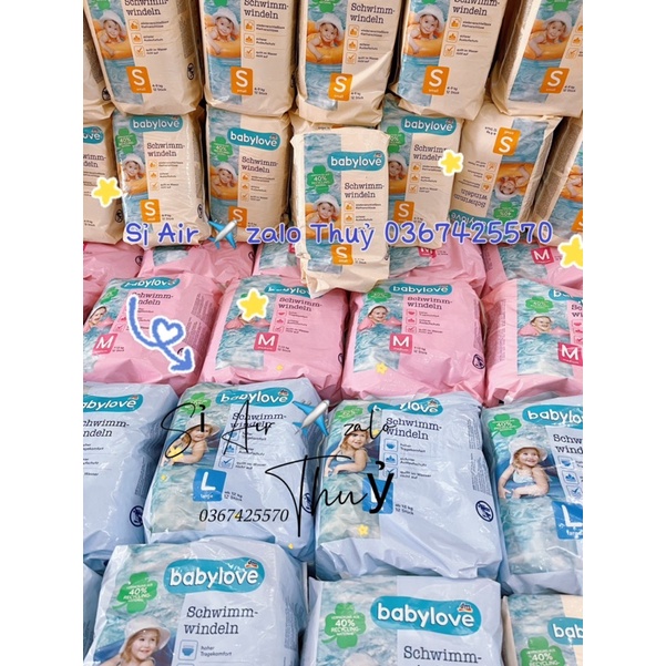 Bỉm bơi, tã bơi cho bé Babylove Đức bịch 12 chiếc đủ size S(4-9kg), M(7-13kg), L(&gt;12kg)
