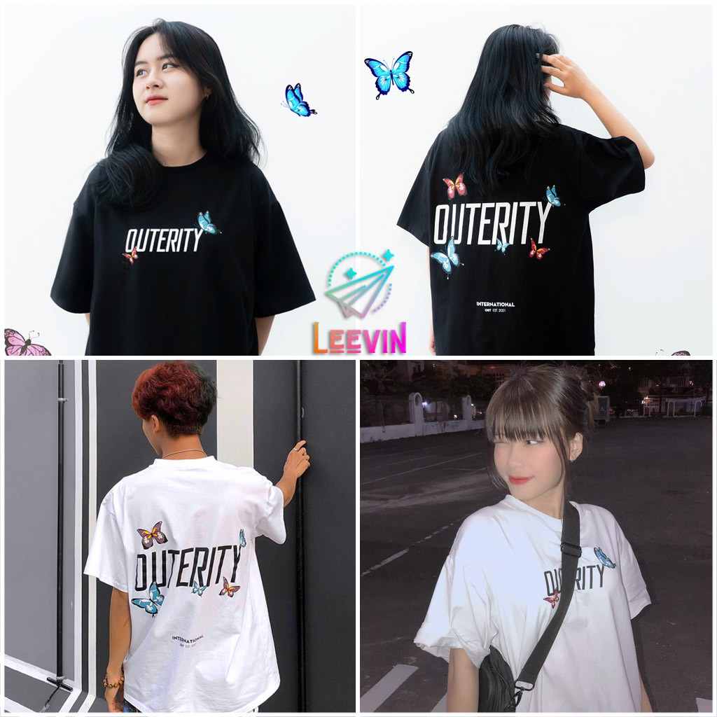 Áo Thun Unisex OUTERITY BUTTERFLY Form rộng nam nữ - Kiểu áo phông tay lỡ Ulzzang Nelly - Leevin Store