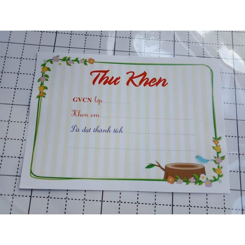 Combo 10 thư khen thưởng học sinh, in giấy bìa, kích thước a5