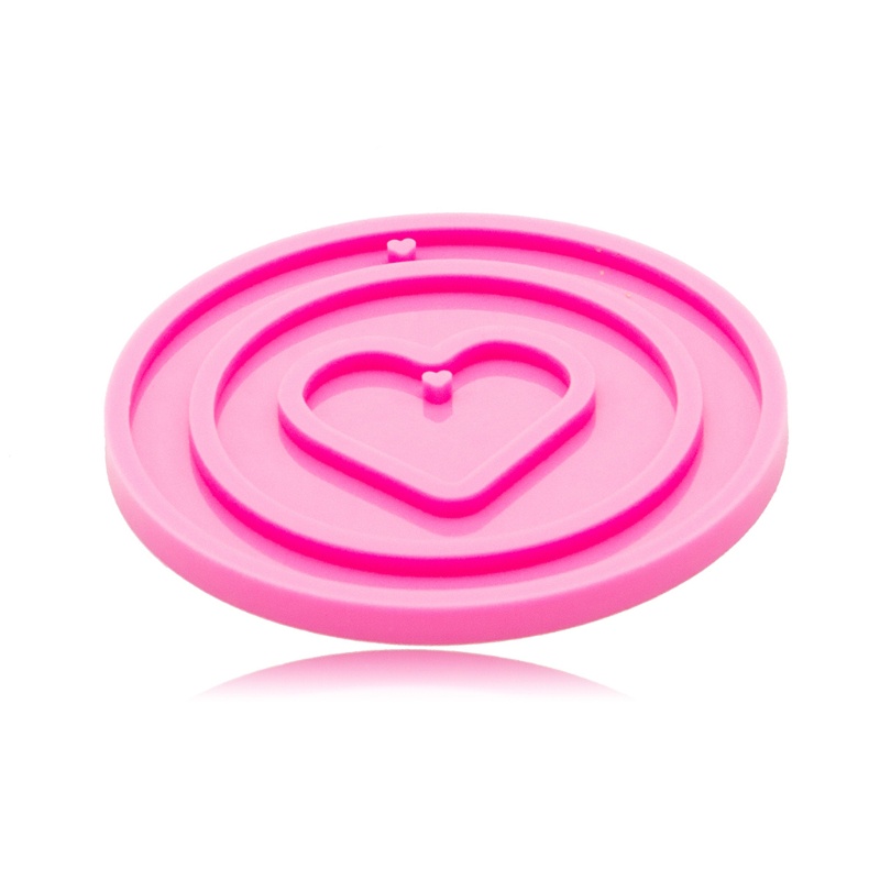 Khuôn Silicone Làm Móc Khóa Hình Tròn / Trái Tim Lấp Lánh DIY