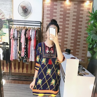 Váy lanh thổ cẩm QC