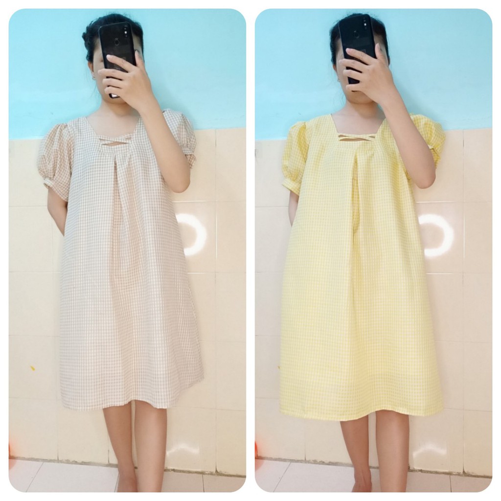 Đầm bầu  💝 SALE LỖ VỐN 💝 Đầm suông thời trang thiết kế chất liệu thô siêu mát Free size 43~70kg