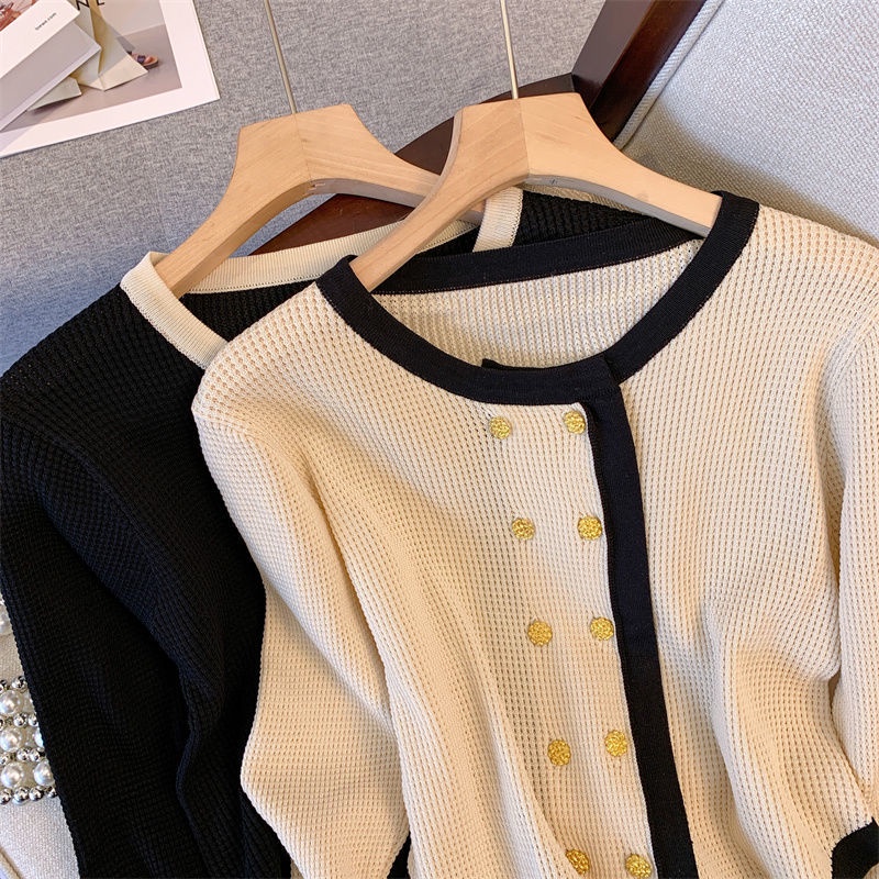 Áo Cardigan Dệt Kim Tay Dài Hai Hàng Nút Đơn Giản Phong Cách Mới Cho Nữ  tao bao