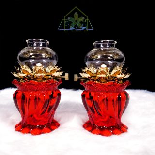 Đèn Thờ Thủy Tinh Thắp Dầu (Combo 2) (19 x 9 cm)