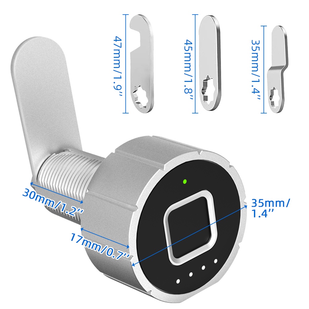 Ổ Khóa Vân Tay Thông Minh Bằng Hợp Kim Kẽm Không Chìa Khóa 30MM 15 Nút Có Thể Sạc Lại Dành Cho Phòng Gym/Văn Phòng