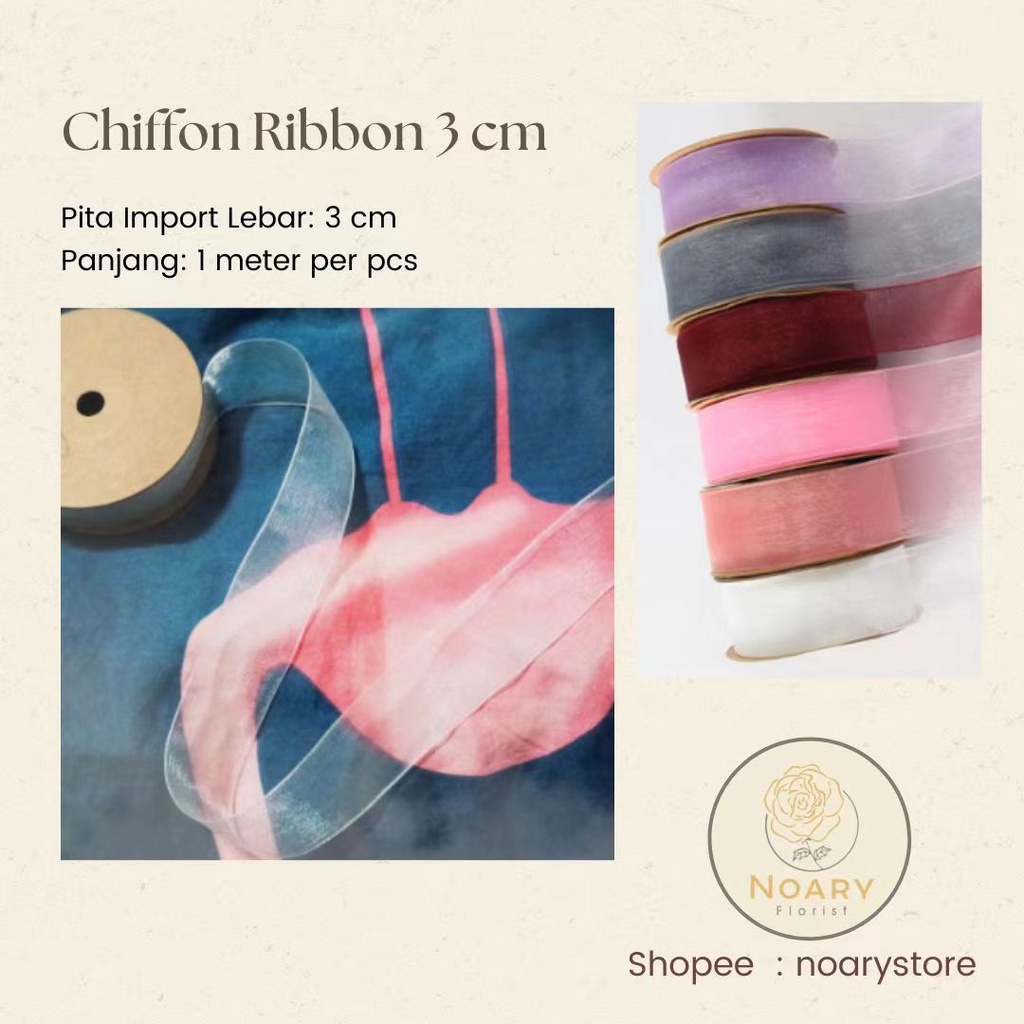 Dây Ruy Băng Vải Voan Satin 3cm / Ruy Băng Satin / Ruy Băng Hoa / Ruy Băng / Ruy Băng Hoa Cỡ Nhỏ / Vừa / Nhỏ / Opp / Pull Cung Cấp Máy Hoa