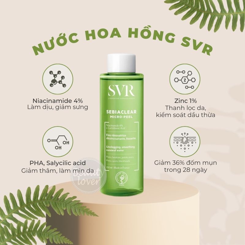 Nước hoa hồng SVR Sebiaclear Micro Peel 150ml, toner svr hỗ trợ giảm mụn, mờ thâm, toner peel da – Beauty Lover