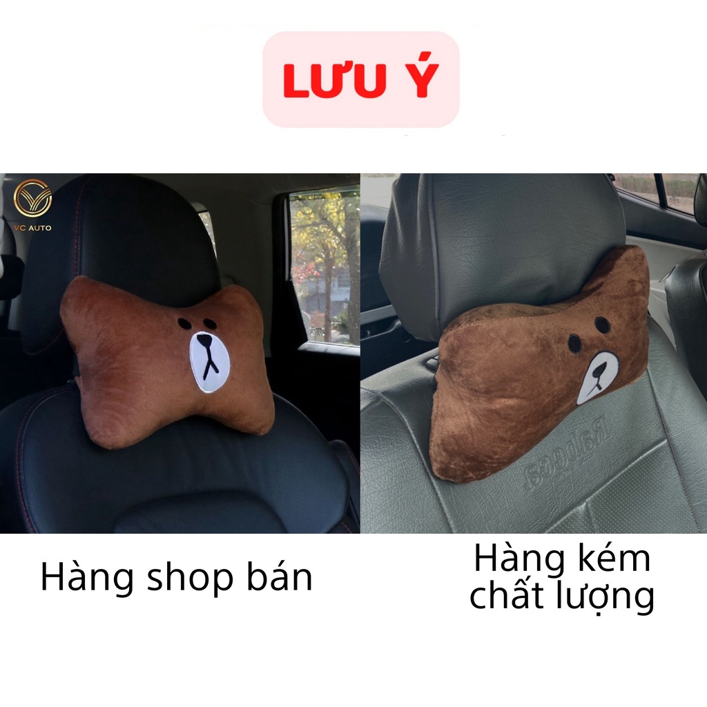 Gối tựa đầu Ô tô vải nhung hình thú, tựa đầu nhiều màu dễ thương