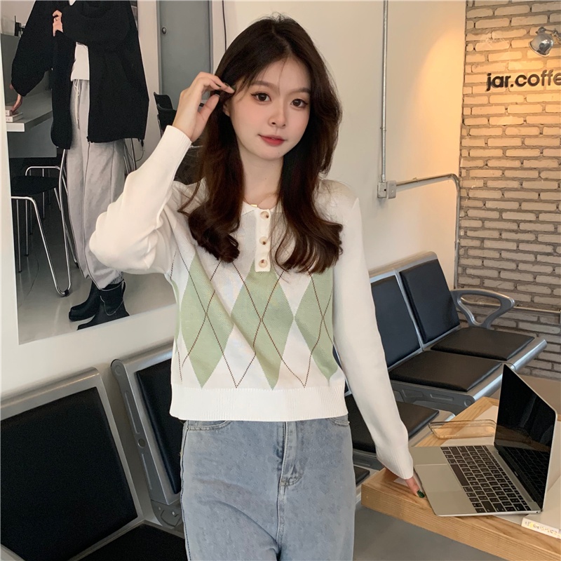 Áo Len Tay Dài Màu Sắc Retro Thời Trang Mùa Thu Cho Nữ