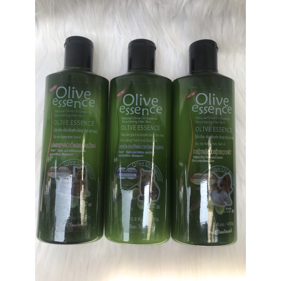 Sữa tắm Olive Essence 450ml dành cho chó và mèo mềm mượt lông thơm lâu, khử mùi hôi