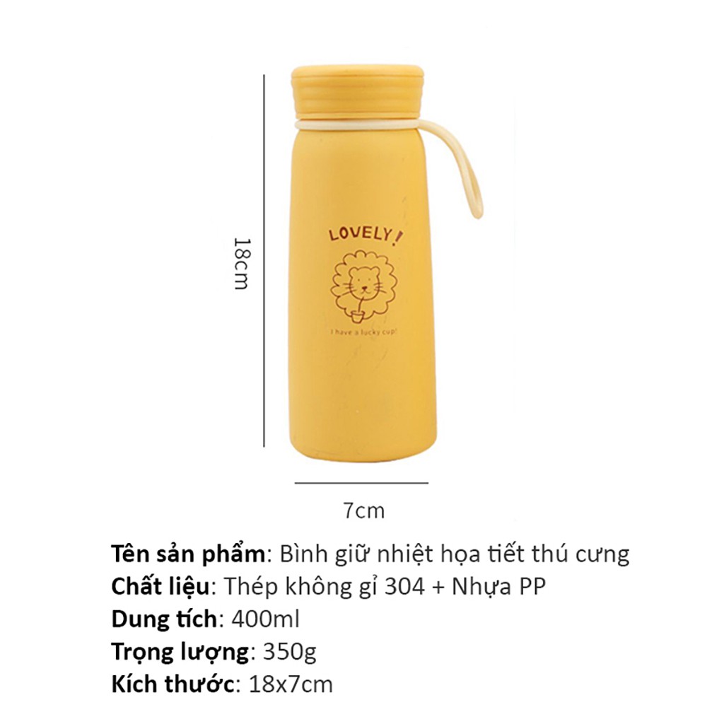 Bình giữ nhiệt 400ml bằng thép không gỉ 304 an toàn sức khỏe họa tiết dễ thương giữ nhiệt 10 tiếng Harry's Bottle