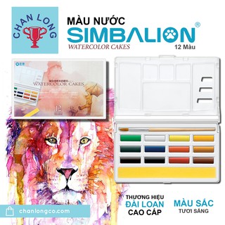 Bộ Màu Nén Simbalion 12 màu/18 Màu WCK,vẽ phác họa,kèm cọ vẽ, bọt biển,khay màu vẽ và hộp nhựa,dành sinh viên,họa sĩ