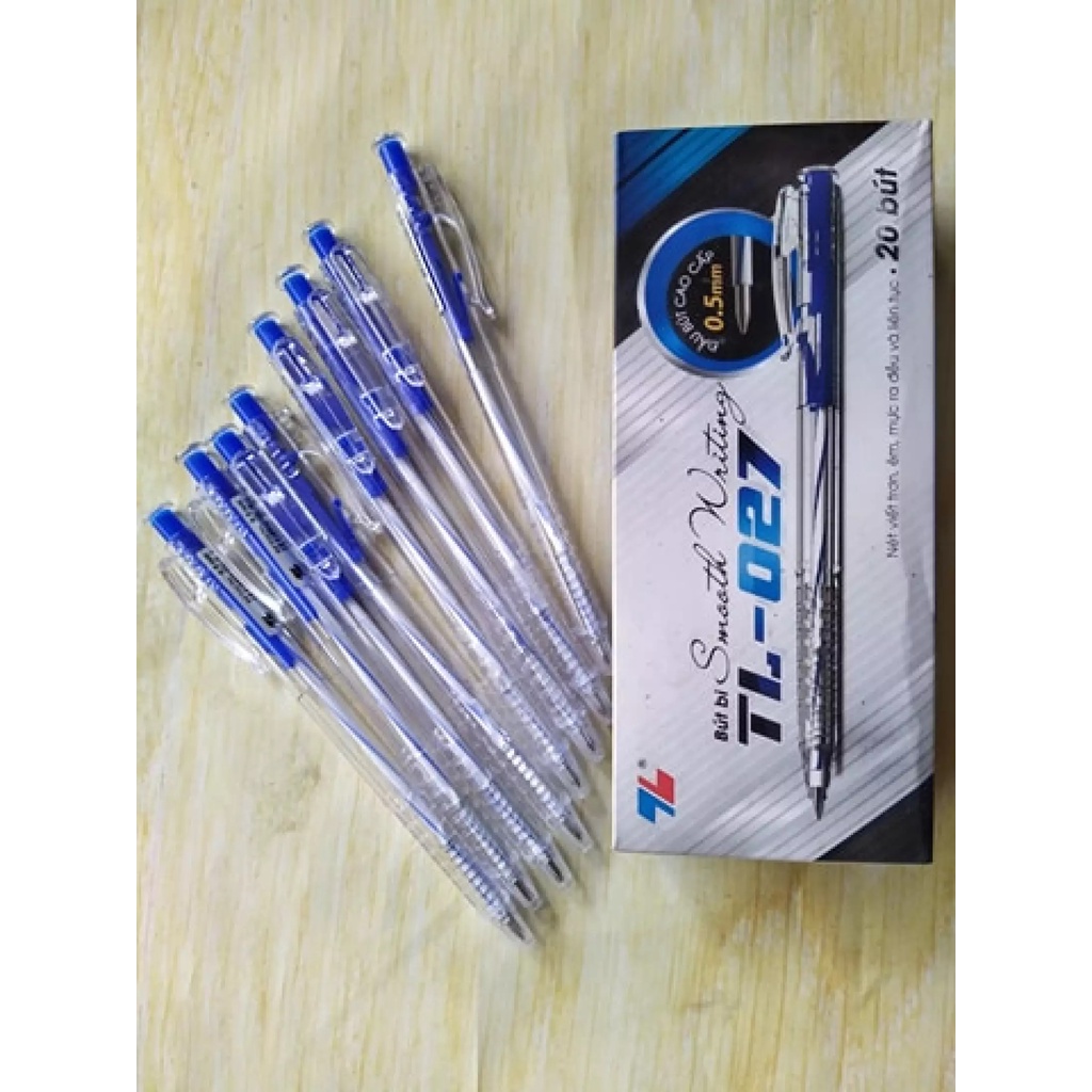 Hộp 20 chiếc bút bi Thiên Long TL-027 - Mực xanh, Mực đen. ĐTCA