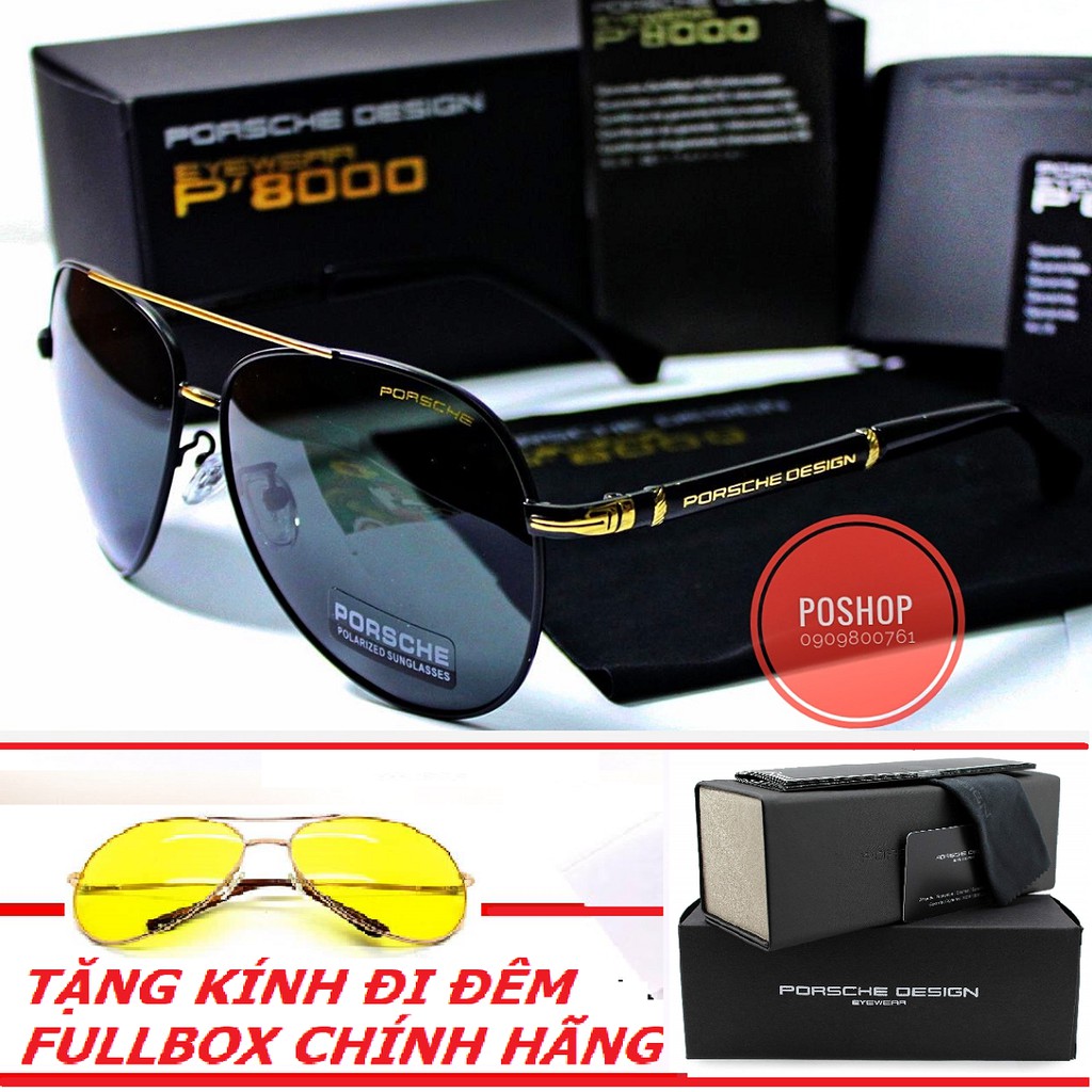 MẮT KÍNH NAM PORSCHE P8738 Cao Cấp chống UV400 TRÒNG POLARIZED TẶNG KÍNH ĐI ĐÊM