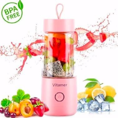 (Hàng Mới Về) Máy Xay Sinh Tố Vitamer 350ml Mini Usb 4 Mắt - Vitamerpink Ori